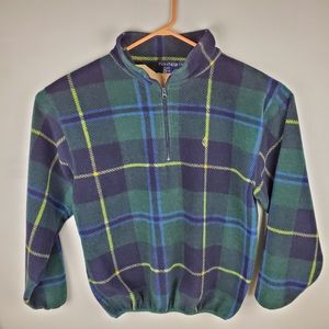 Vintage Nautica Plaid Fleece 1/4 Zip Pullover L